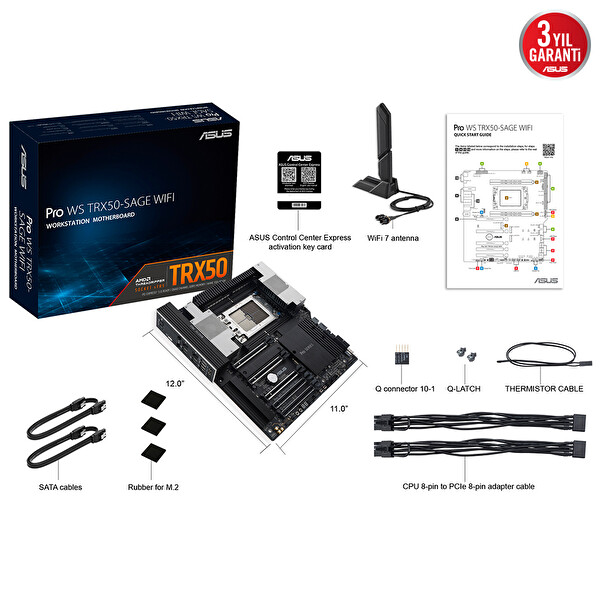 Asus PRO WS TRX50-SAGE WIFI AMD TRX50 Soket 8000Mhz sTR5 DDR5 3xM.2 Anakart