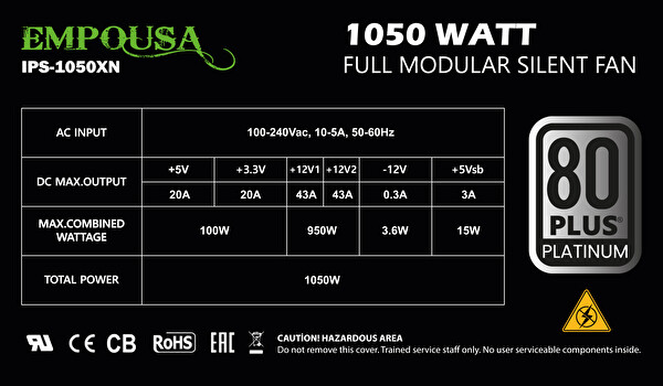 Inca IPS-1050XN 80 Plus Platinum Tam Modüler 1050W Güç Kaynağı
