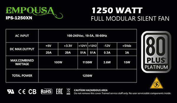 Inca IPS-1250XN 80 Plus Platınum Tam Modüler 1250W Güç Kaynağı