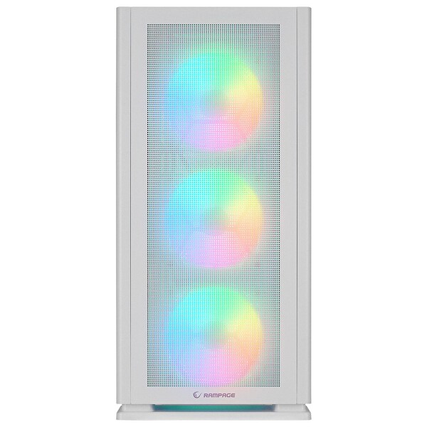 Rampage VANGUARD V2 Beyaz Mesh Easy Temperli Cam Type-C USB3.0 4*RGB Fan Hub E-ATX Big-T Gaming Kasa
