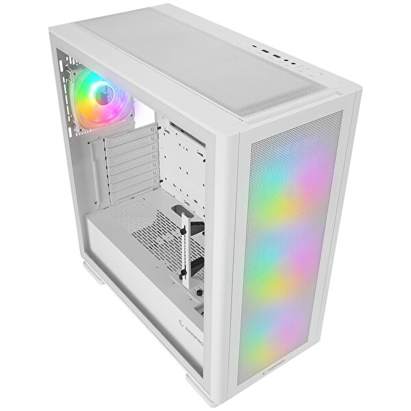 Rampage VANGUARD V2 Beyaz Mesh Easy Temperli Cam Type-C USB3.0 4*RGB Fan Hub E-ATX Big-T Gaming Kasa