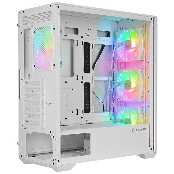 Rampage VORTEX V3 Beyaz Mesh Temperli Cam 4*RGB Fan Hub E-ATX Gaming Kasa
