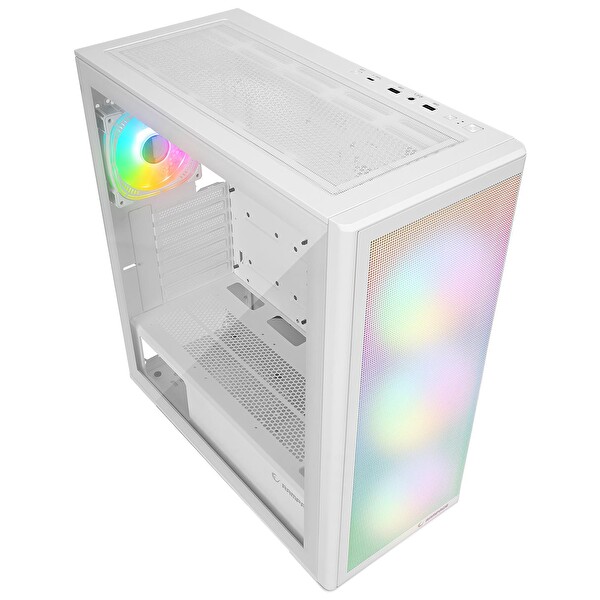 Rampage VORTEX V3 Beyaz Mesh Temperli Cam 4*RGB Fan Hub E-ATX Gaming Kasa
