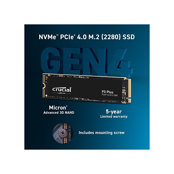 Crucial P3 Plus 1TB PCIe 4.0 NVMe 新品未開封 Crucial P3 Plus 1TB 3D NAND GEN4 NVMe PCIe M.2 SSD Fiyatı