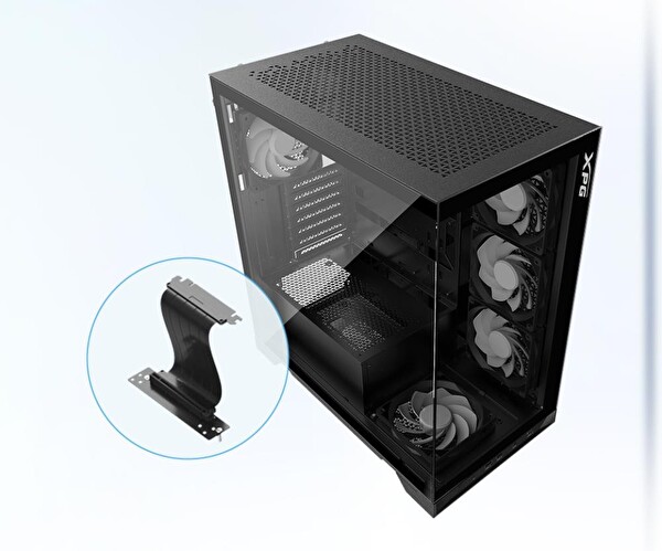 XPG Invader X Black 5x ARGB Fan USB 3.2 Type-C Riser Gpu Holder ATX Gaming Kasa