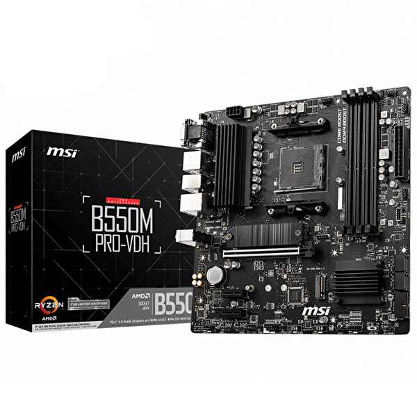 MSI B550M PRO-VDH AMD B550 Soket AM4 DDR4 4400(OC) MHz mATX Gaming Anakart