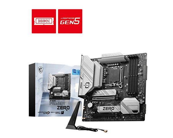 MSI B760M Project Zero Intel LGA1700 DDR5 7800+(OC) MHz MATx Anakart