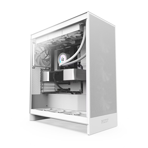 Nzxt H7 Flow(2024) CM-H72FW-01 White Tempered Glass USB 3.2 ATX Mid Tower Kasa