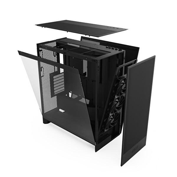 Nzxt H7 Flow(2024) CM-H72FB-01 Black Tempered Glass USB 3.2 ATX Mid Tower Kasa