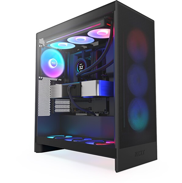 Nzxt H7 Flow(2024) CM-H72FB-R1 RGB Black Tempered Glass USB 3.2 ATX Mid Tower Kasa