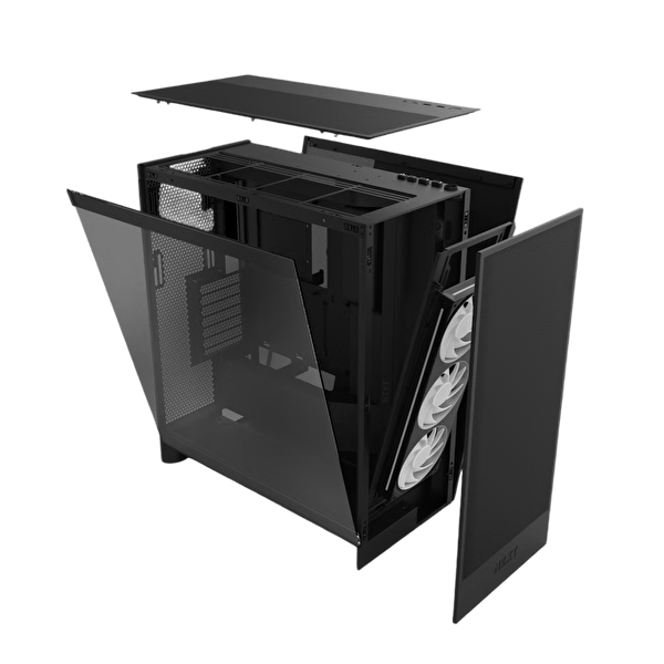 Nzxt H7 Flow(2024) CM-H72FB-R1 RGB Black Tempered Glass USB 3.2 ATX Mid Tower Kasa