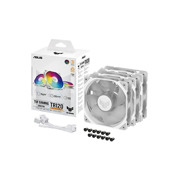 Asus TUF Gaming TR120 ARGB Reverse 120 MM 3in1 Beyaz Kasa Fanı