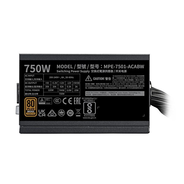 Cooler Master MWE V3 750W 80+ Bronze ATX 3.1 120 MM Fanlı PSU