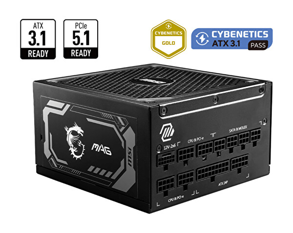 MSI PSU MAG A1250GL PCIE5 1250 W 80+ Gold Tam Modüler Güç Kaynağı