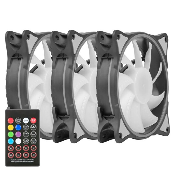 Green GFK120M-ARGB Huracan Kit 3x12 CM Fan Kumandalı Bilgisayar Kasa Fanı