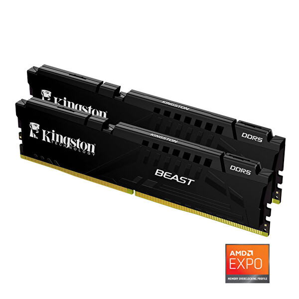 Kingston Beast Expo KF564C32BBEK2-64TR 64 GB (2x32 GB) DDR5 6400 MHz CL32 Masaüstü Performans RAM