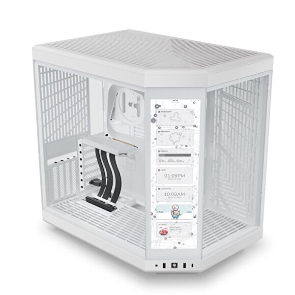 HYTE Y70 Touch Snow White Temperli Cam USB 3.2 E-ATX Dual Chamber Mid Tower Dokunmatik Ekranlı Gaming Kasa (CS-HYTE-Y70TI-WW)