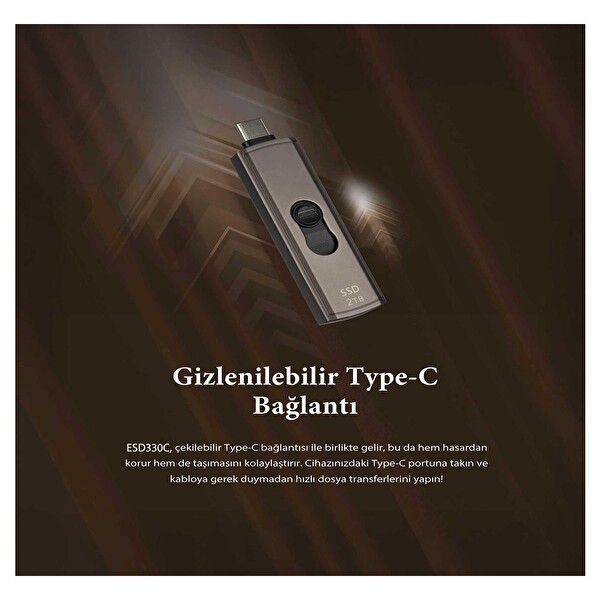 Transcend TS512GESD330C 512 GB Type-C Gizlenebilir Başlıklı Taşınabilir Metal Kasa SSD