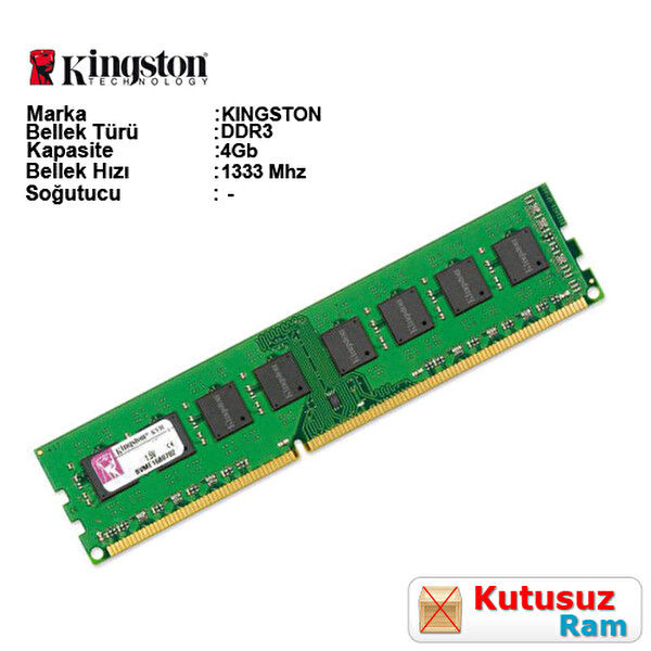 Kingston KVR13N9S8/4 4 GB DDR3 1333 MHz PC RAM - Kutusuz