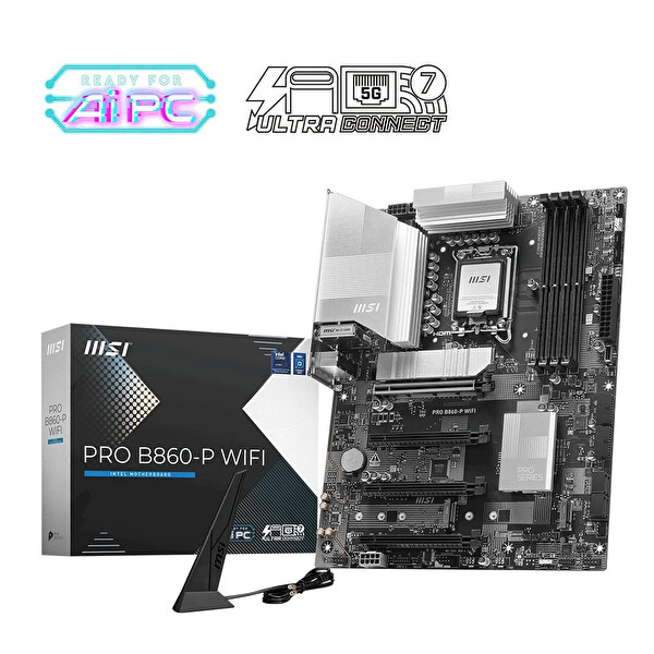 MSI PRO B860-P WIFI Soket 1851 DDR5 8600 MHZ(OC) 3xM.2 1x TB4 HDMI Display 5G LAN WIFI 7 ATX Anakart