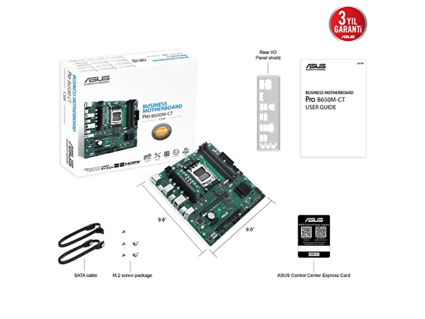 Asus Pro A620M-DASH-CSM AMD A620 AM5 6400 DDR5 HDMI VGA USB 3.2 mATX Anakart