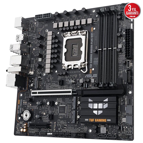Asus TUF Gaming B860M-PLUS Intel B860 LGA1851 DDR5 8800 DP HDMI Type-C 3x M2 USB3.2 Gen 2x2 Aura RGB 2.5Gbit LAN mATX 12+1+2+1 Güç