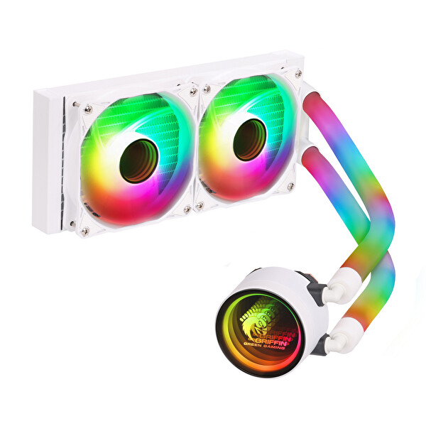 Green Glacier 240 Stream-ARGB 2x120 MM Beyaz Soğutma Sistemi