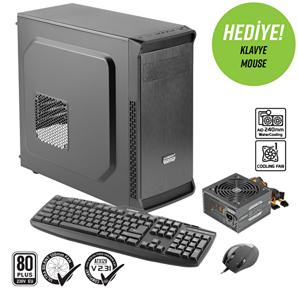 Green Oraman Plus 1X120 MM 1x3.0 2x2.0 USB Bilgisayar Kasası (350W 80+ Standart Sertifikalı UPS)