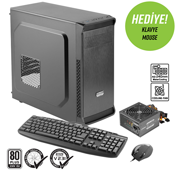 Green Oraman Plus 1X120 MM 1x3.0 2x2.0 USB Bilgisayar Kasası (300 W 80+ Standart Sertifikalı UPS)