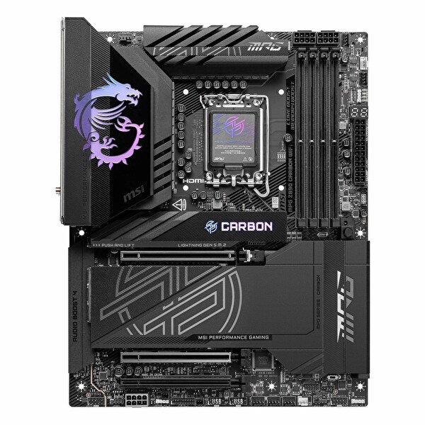 MSI MPG Z890 Carbon WiFi DDR5 9200 MHz OC M.2 HDMI/USB-C PCIe 5.0 1851P ATX Anakart