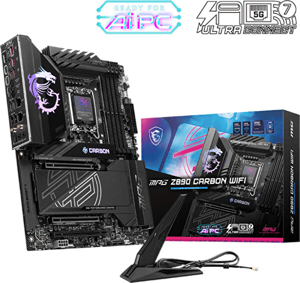 MSI MPG Z890 Carbon WiFi DDR5 9200 MHz OC M.2 HDMI/USB-C PCIe 5.0 1851P ATX Anakart
