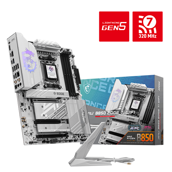 MSI MPG B850 Edge Ti WiFi DDR5 8400 MHz OC M.2 HDMI/USB-C PCIe 5.0 AM5 ATX Anakart