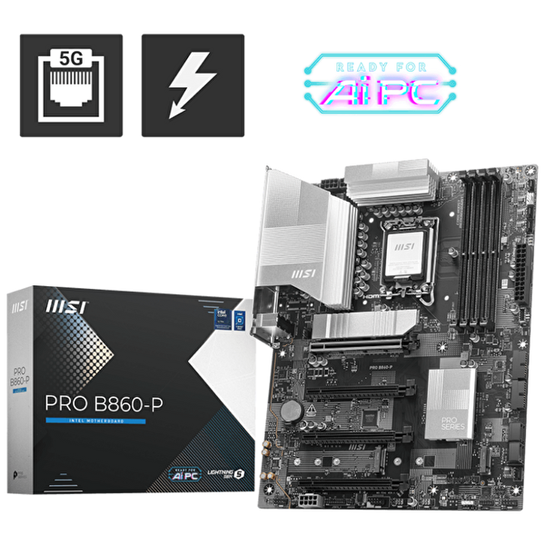 MSI Pro B860-P DDR5 8600 MHz OC M.2 HDMI/DP/USB-C PCIe 5.0 1851P ATX Anakart