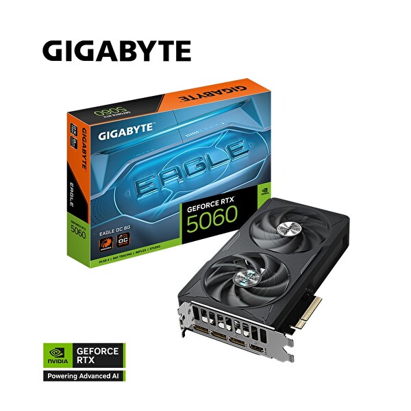 Gigabyte GeForce RTX5060 EAGLE OC GV-N5060EAGLE OC-8GD GDDR7 8GB 128 Bit Oyuncu Ekran Kartı