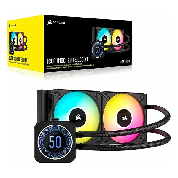Corsair iCUE H100i Elite LCD XT ARGB 240mm AM5/1851P Siyah İşlemci Sıvı Soğutucu