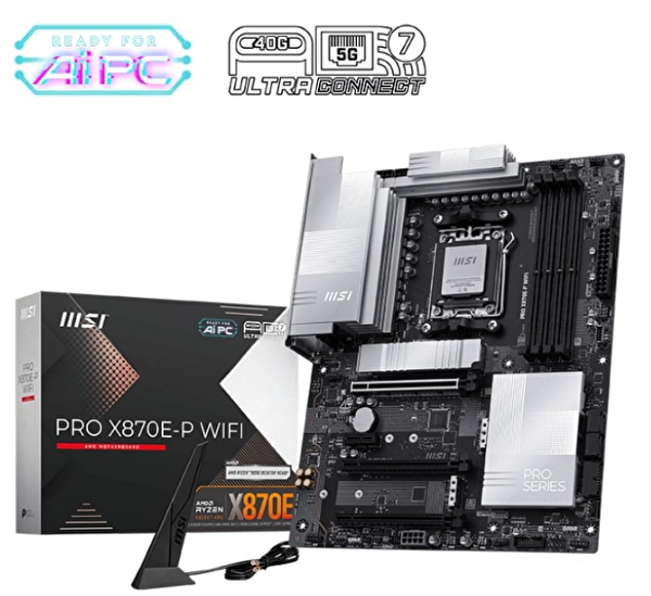 MSI Pro X870E-P WiFi DDR5 8200 MHz OC M.2 HDMI/USB-C PCIe 5.0 AM5 ATX Anakart
