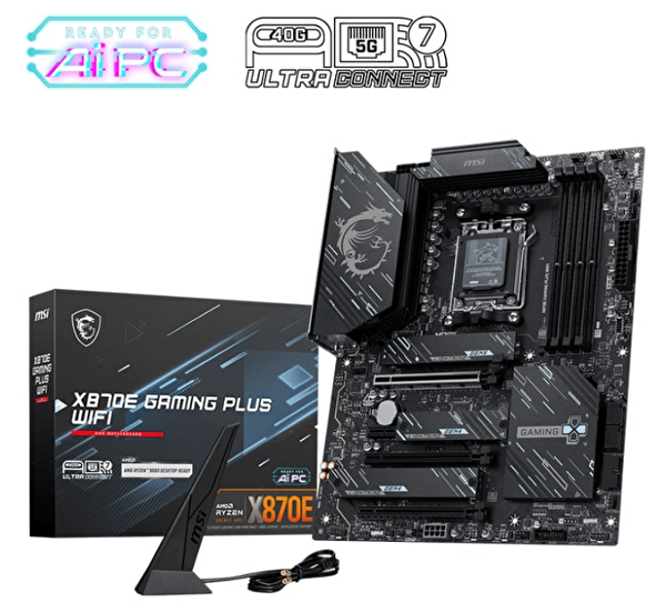 MSI X870E Gaming Plus WiFi DDR5 8200 MHz OC M.2 HDMI/USB-C PCIe 5.0 AM5 ATX Anakart