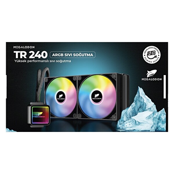 Megalodon TR240 ARGB Sıvı Soğutucu 2x12 CM Fan Yüksek Performanslı Intel ve Amd Uyumlu CPU Fanı İşlemci Soğutucusu