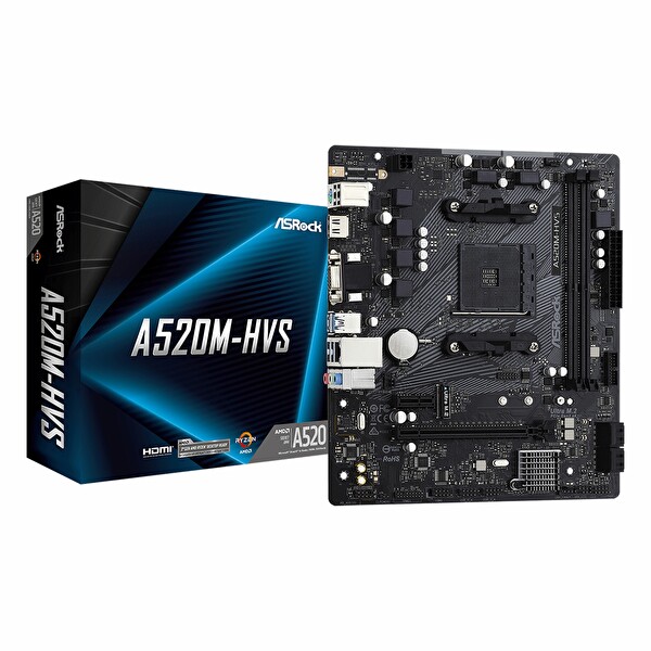 Asrock A520M-HVS DDR4 4733 MHz OC M.2 VGA/HDMI PCIe 3.0 AM4 mATX Anakart