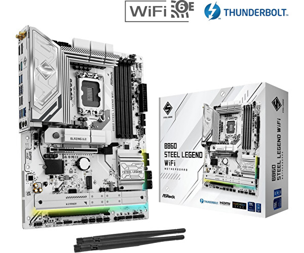 Asrock B860 Steel Legend WiFi LGA1851 DDR5 8666 MHz OC ATX Gaming Anakart