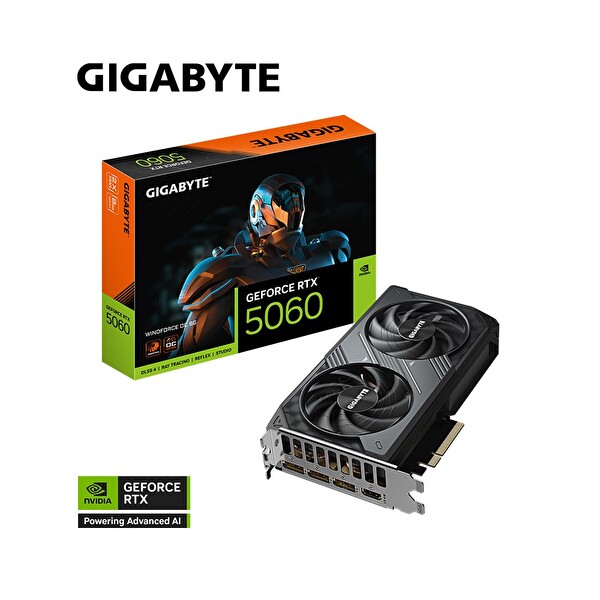 Gigabyte GV-N5060WF2OC-8GD GeForce RTX Windforce OC 8 G GDDR7 8 GB 128 Bit DLSS 4 NVIDIA Ekran Kartı