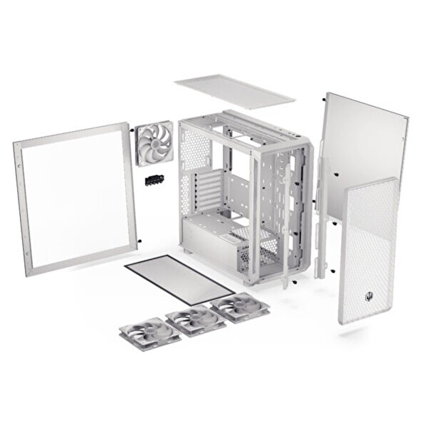 Endorfy Arx 700 White ARGB Mesh Temperli Cam USB 3.2 Gen 2 Mid Tower ATX Gaming Kasa (EY2A017)