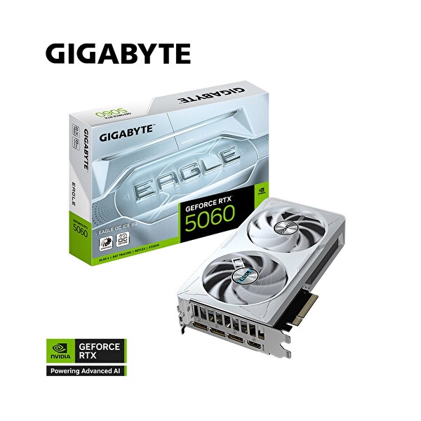 Gigabyte GeForce RTX GV-N5060EAGLEOC ICE-8GD 5060 Eagle OC GDDR7 8 GB 128 Bit DLSS 4 NVIDIA Ekran Kartı