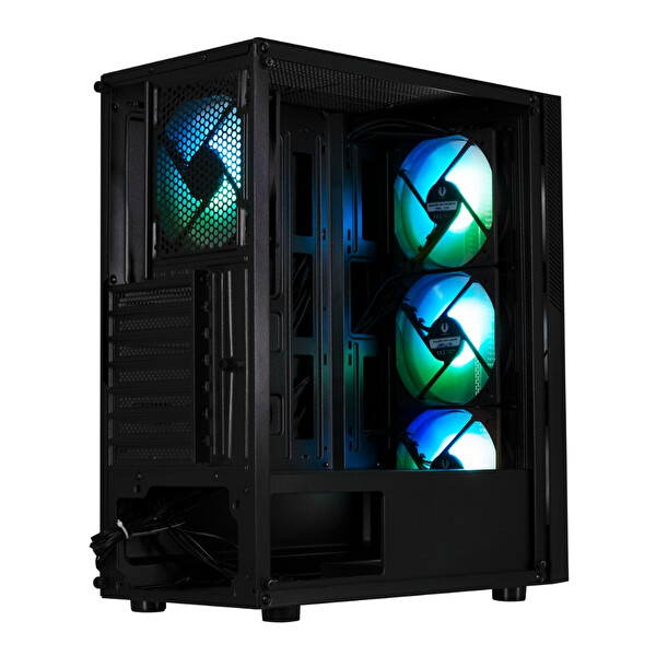 BitFenix C20 Black 600W White PSU 4x120mm FRGB Fan ATX Temperli Cam Siyah Gaming Kasa