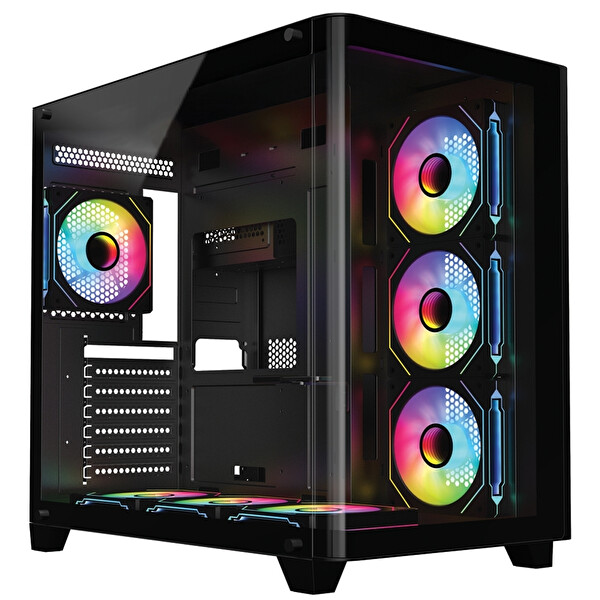 Frisby FC-9545G 7x120 MM RGB FAN Mid Tower ATX Siyah Gaming (Oyuncu) Kasa
