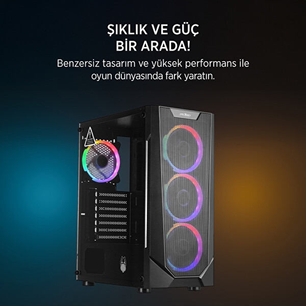 James Donkey Helix H800 4xRainbow Fan Temperli Cam 550W 80+ Bronze ATX Siyah Gaming (Oyuncu) Kasa