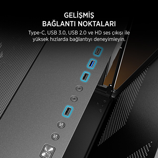 James Donkey Stark S800 4xARGB Temperli Cam 650W 80+ Bronze ATX Siyah Gaming (Oyuncu) Kasa