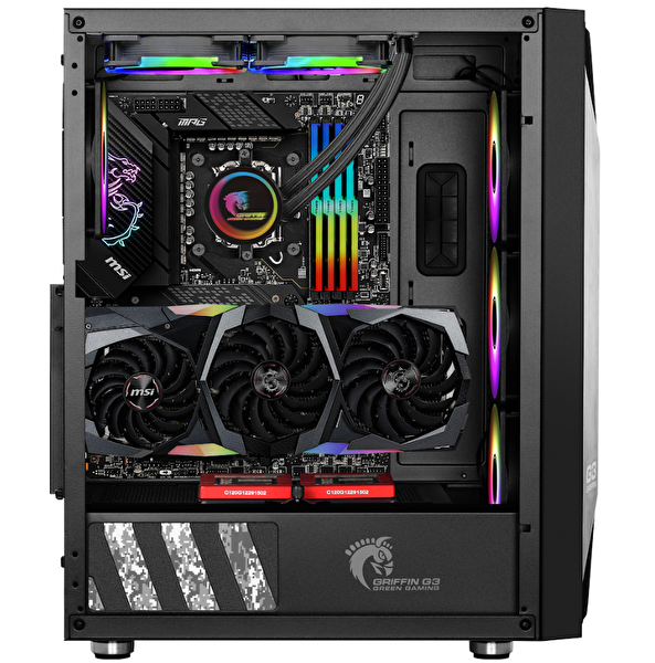 Green Griffin G3 Plus ARGB Gaming Bilgisayar Kasası (4×120mm Fan + Tempered Cam) – 700W 80+ Bronze PSU Dahil
