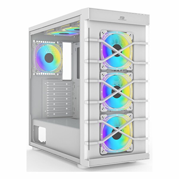 PowerBoost PB-GR222BW USB 3.2 RGB ATX Mid Tower Beyaz Kasa