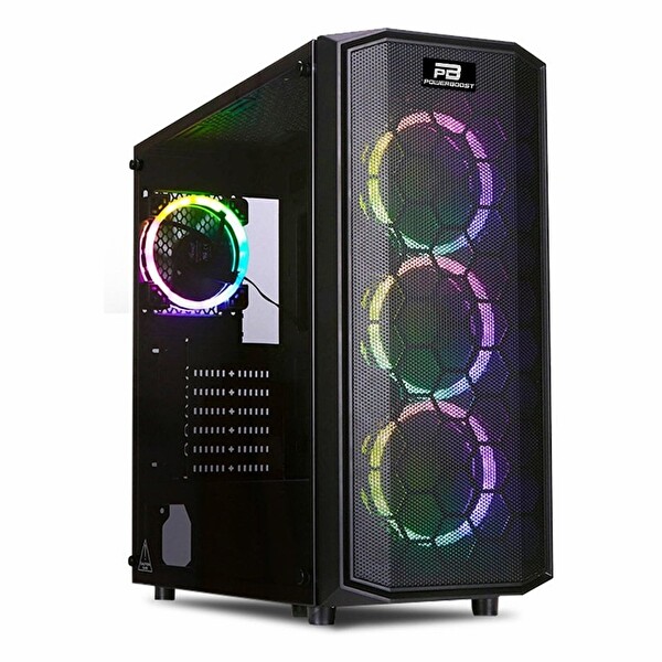 Power Boost X58 USB 3.2 RGB ATX Mid Tower Siyah Kasa